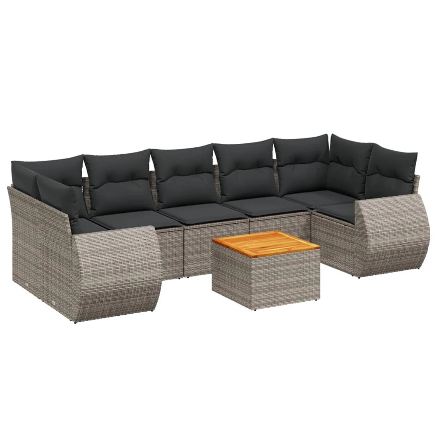 vidaXL 8-Tlg Garten-Sofagarnitur mit Kissen Grau Poly Rattan 3257250 günstig online kaufen