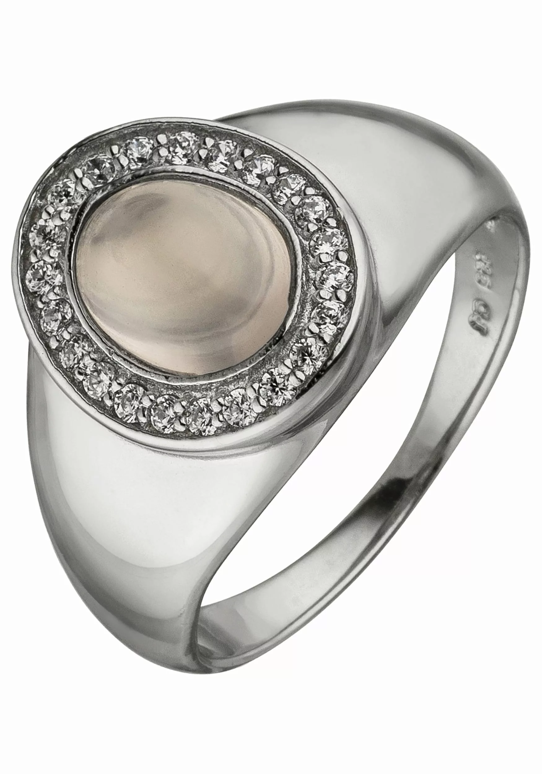 JOBO Fingerring, 925 Silber mit Rosenquarz und 22 Zirkonia günstig online kaufen