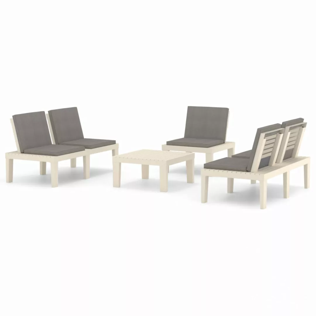 4-tlg. Garten-lounge-set Mit Kissen Kunststoff Weiß günstig online kaufen