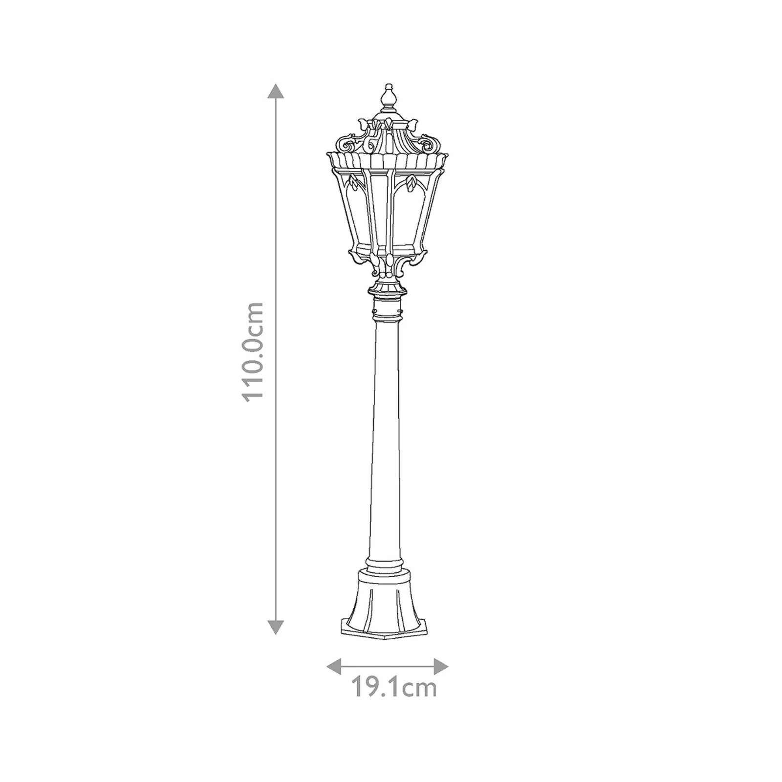 Wegeleuchte Tournai, Höhe 110 cm, Aluminium, Glas günstig online kaufen