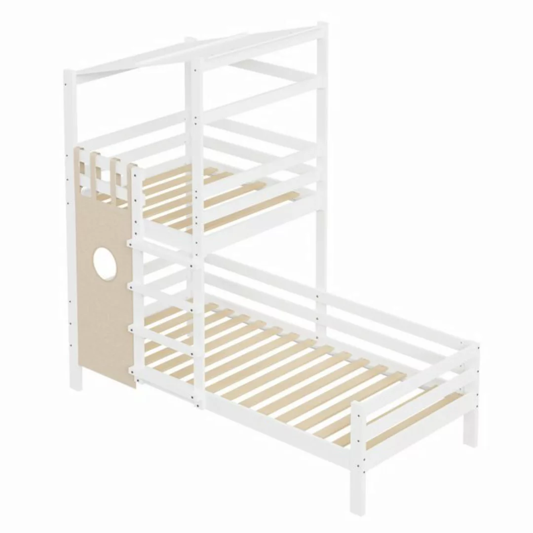 MODFU Kinderbett mit Dach Premium Massivholzbett mit Lattenrost (Etagenbett günstig online kaufen
