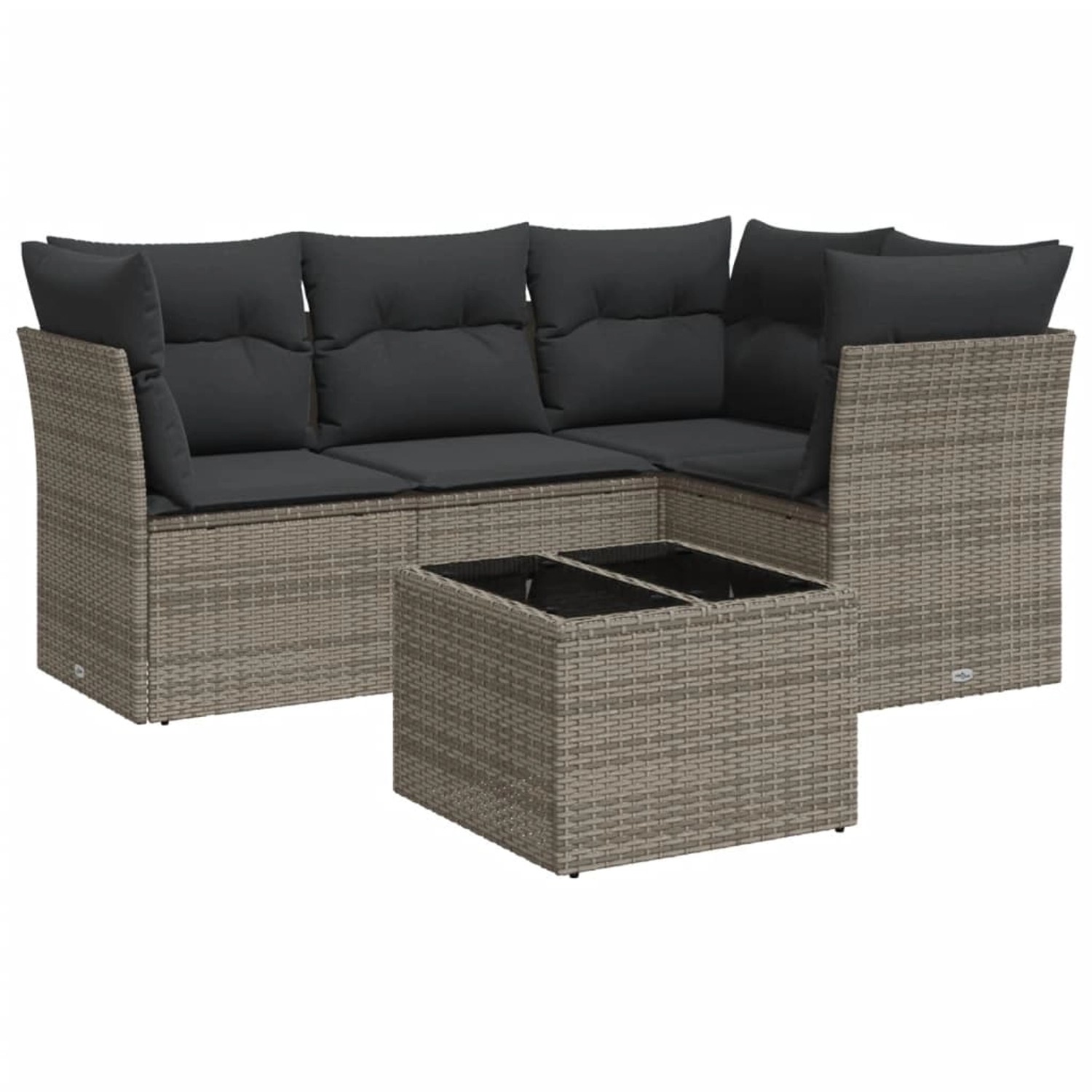 vidaXL 5-tlg Garten-Sofagarnitur mit Kissen Grau Poly Rattan Modell 28 günstig online kaufen