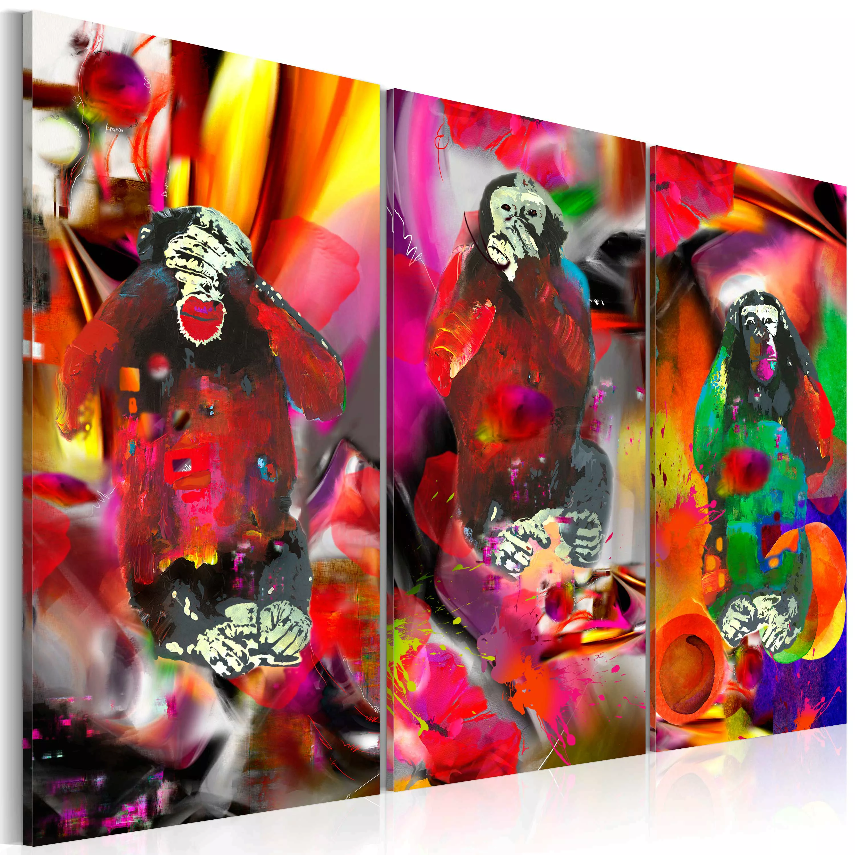 Wandbild - Crazy Monkeys - triptych günstig online kaufen