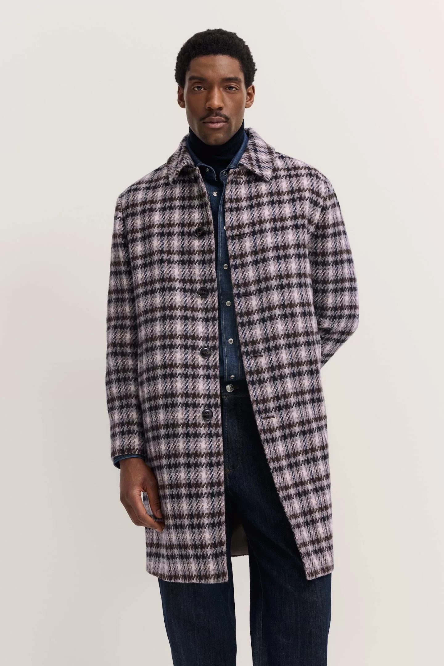 bugatti Langmantel "Wollmix", kariert mit Umlegekragen und Modern Fit günstig online kaufen