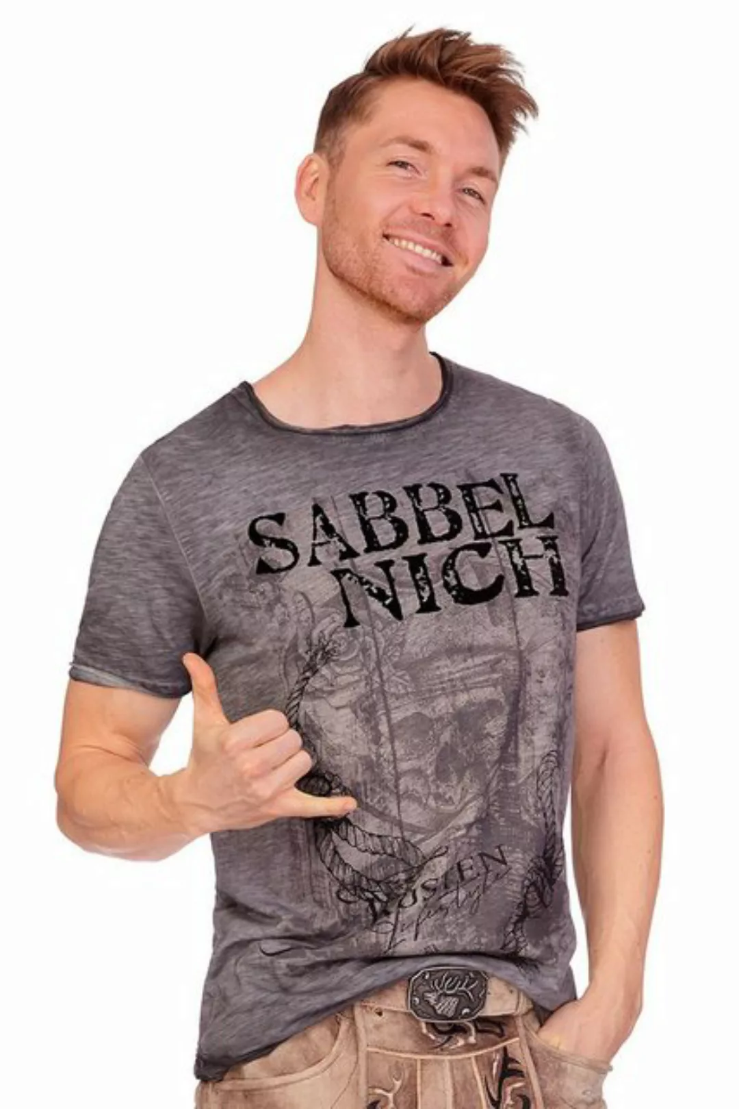 Hangowear Trachtenshirt Shirt Herren - PIRAT - grau, oliv günstig online kaufen