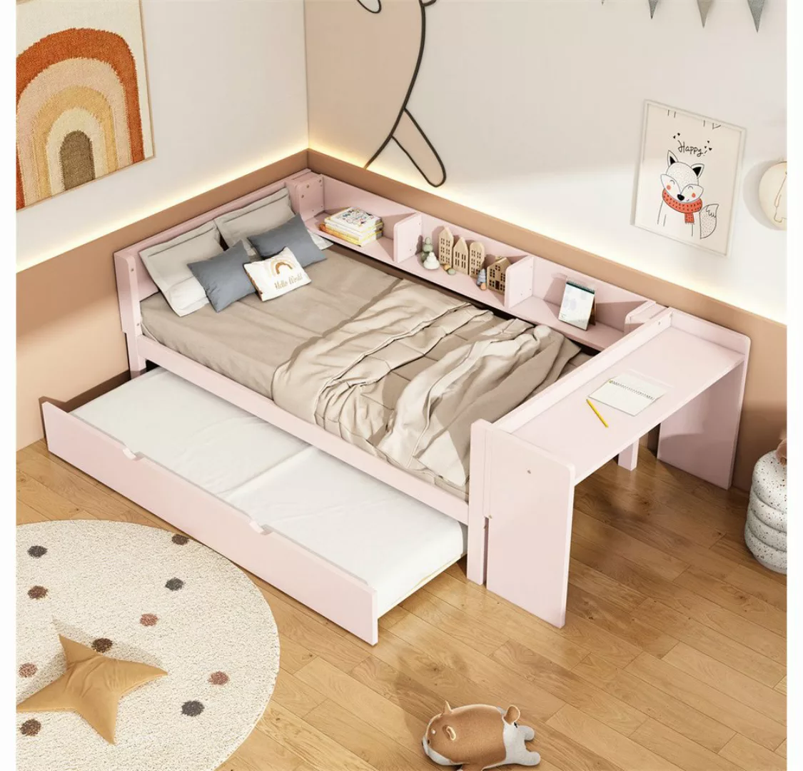 XDeer Babybett 90*200cm, Flachbett, mit ausziehbarem Bett, mit Schreibtisch günstig online kaufen