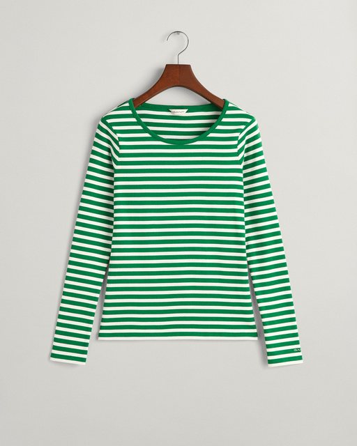 Gant T-Shirt SLIM STRIPED 1X1 RIBBED LS T-SHIRT, LAVISH GREEN günstig online kaufen