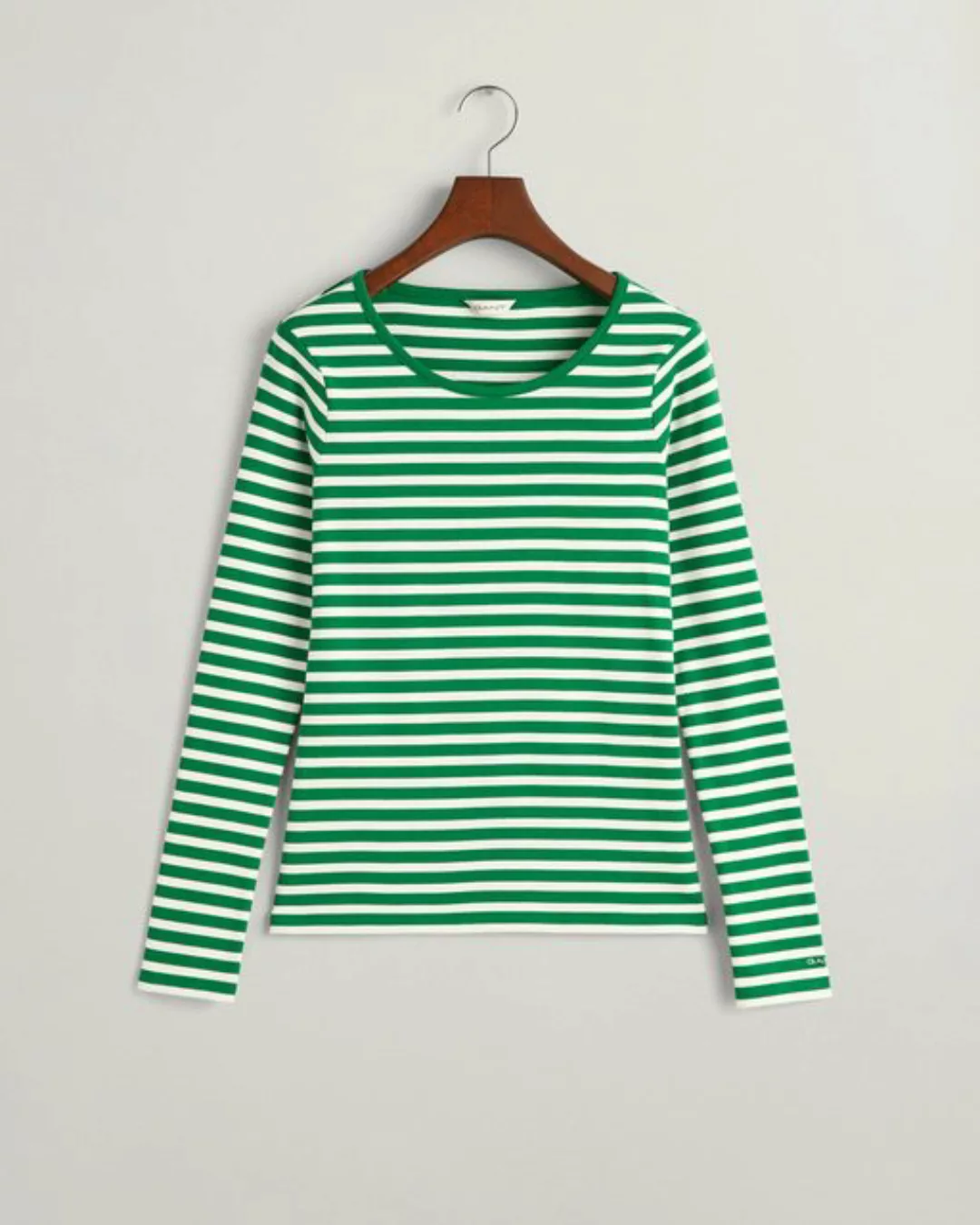 Gant T-Shirt SLIM STRIPED 1X1 RIBBED LS T-SHIRT, LAVISH GREEN günstig online kaufen