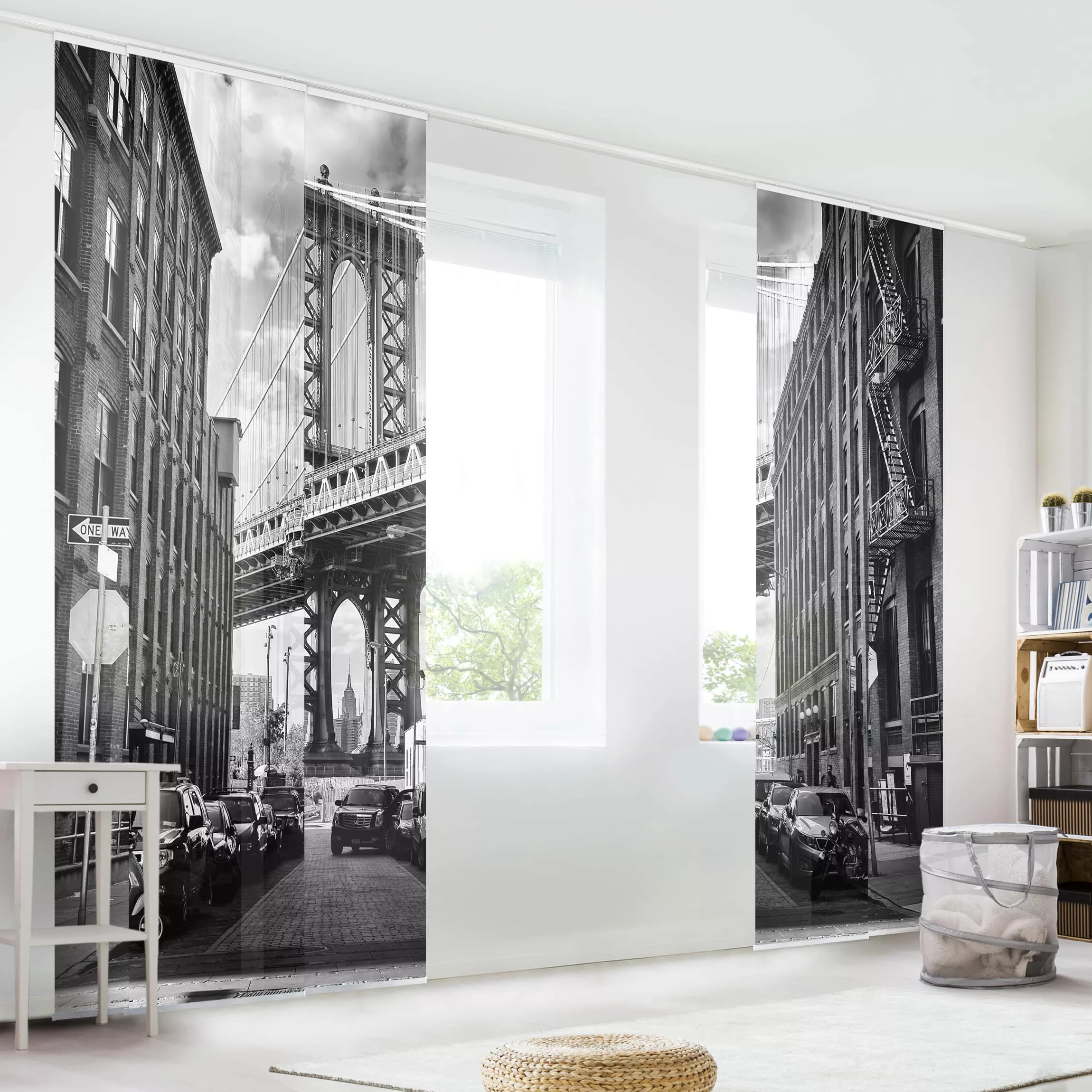Schiebegardinen Set Architektur & Skyline Manhattan Bridge in America günstig online kaufen