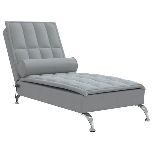 vidaXL Chaiselongue Massage-Chaiselongue mit Nackenrolle Hellgrau Stoff, 1 günstig online kaufen