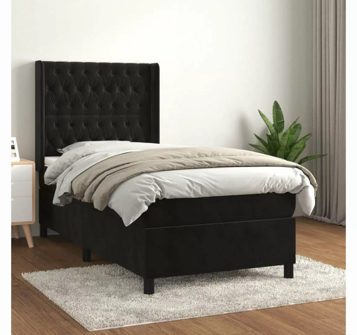 furnicato Bett Boxspringbett mit Matratze Schwarz 100x200 cm Samt günstig online kaufen