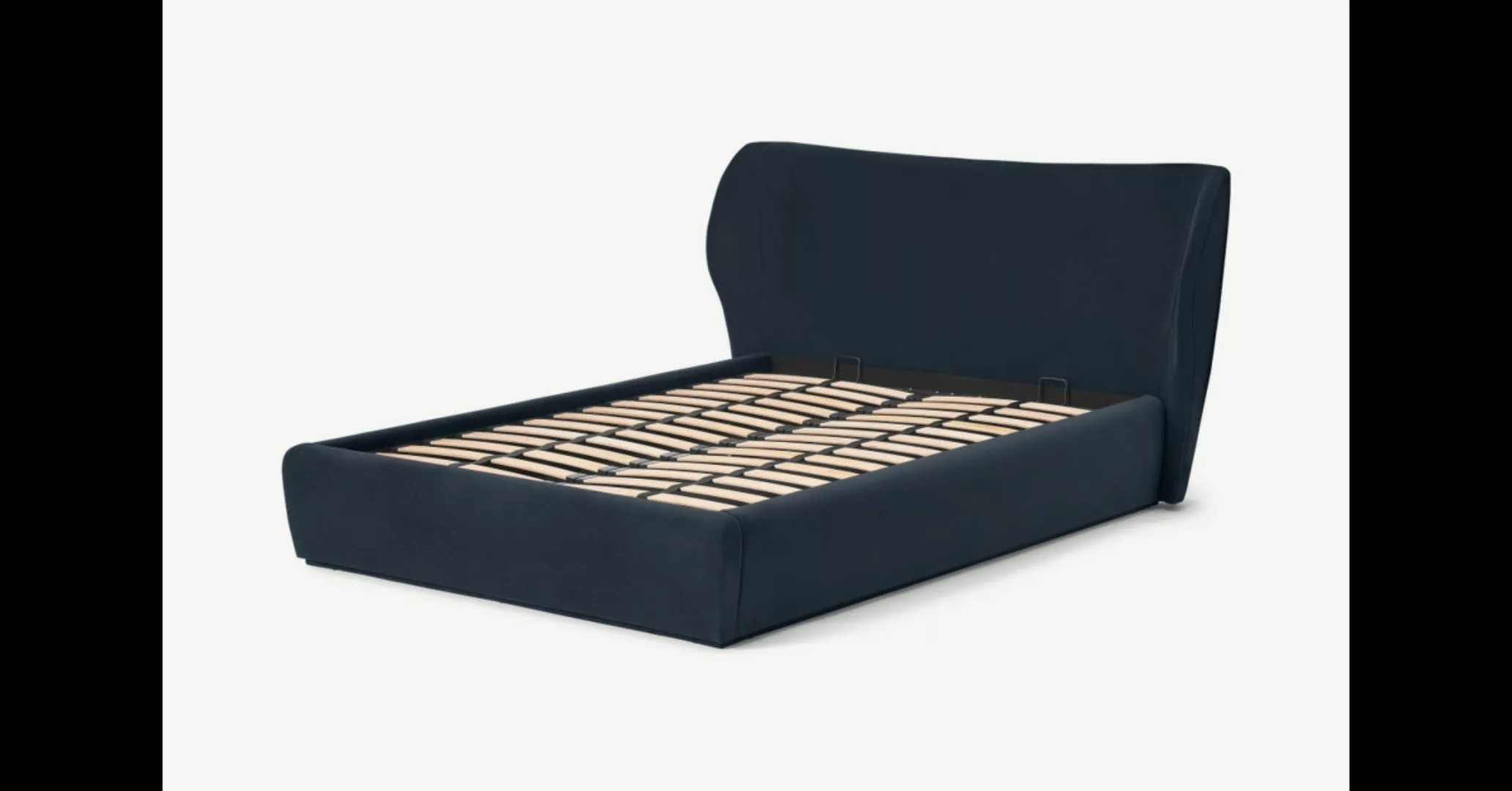Topeka Polsterbett mit Bettkasten (140 x 200 cm), Samt in Abendblau - MADE. günstig online kaufen