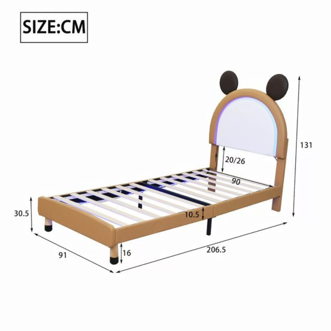 EXTSUD Kinderbett Kinderbett Polsterbett 90*200 cm(Matratze nicht enthalten günstig online kaufen