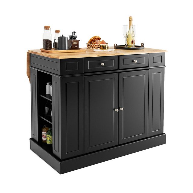 COSTWAY Küchenbuffet klappbare Arbeitsplatte,120cm breite,schwarz günstig online kaufen