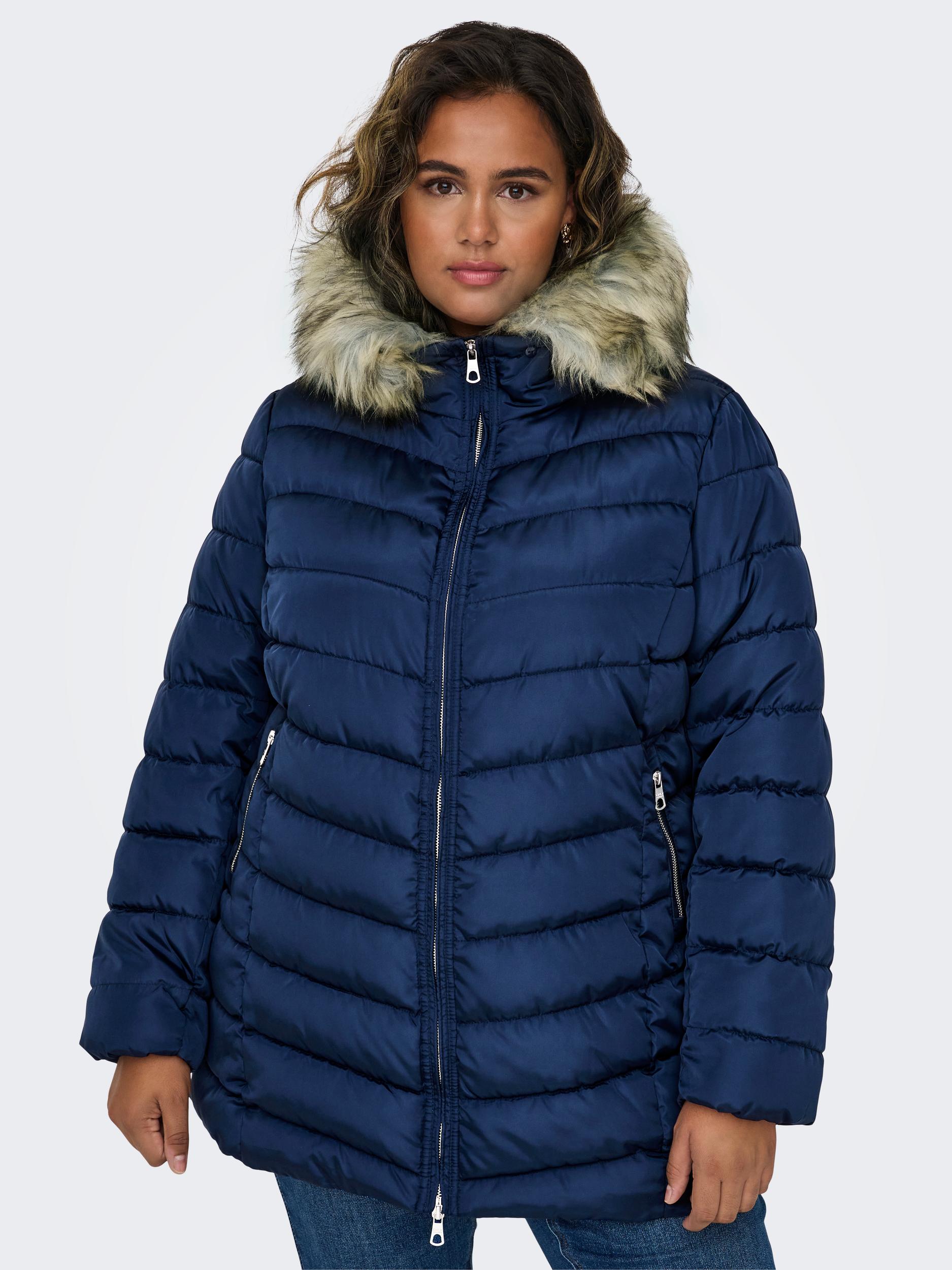 ONLY CARMAKOMA Steppjacke CARNEWELLAN QUILTED HOOD FUR COAT OTW günstig online kaufen