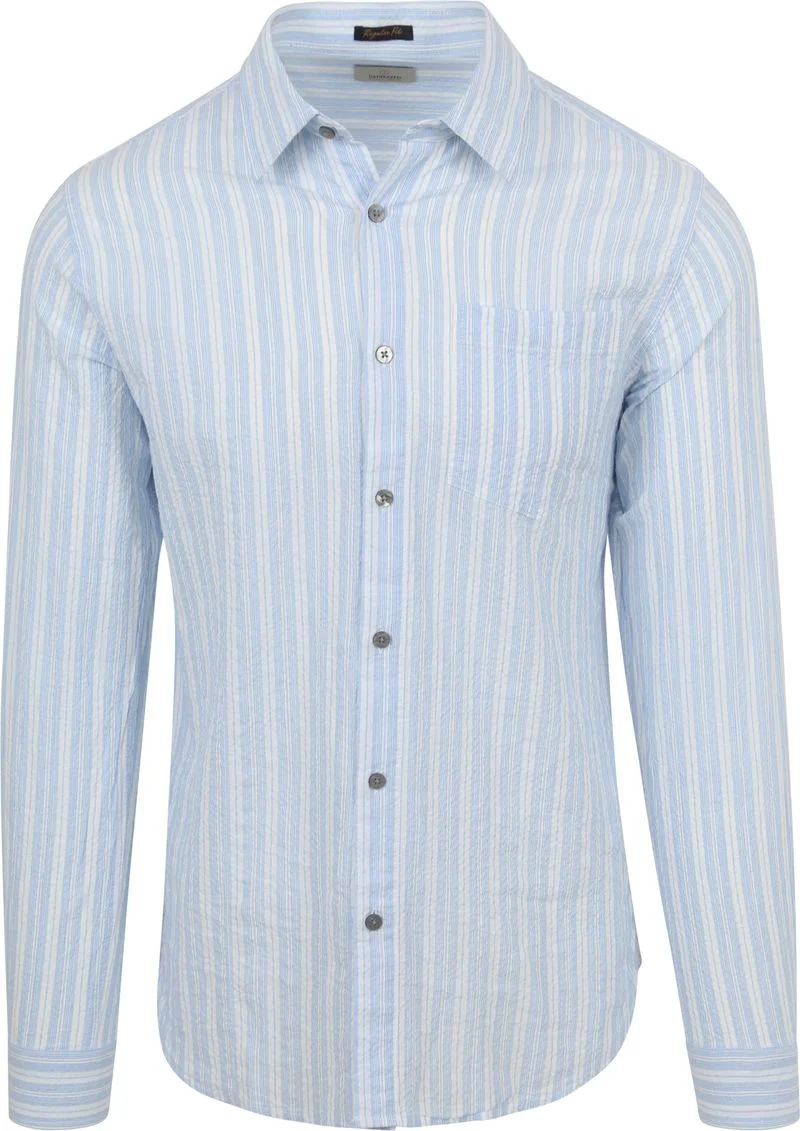Dstrezzed Hemd Clay Seersucker Blau gestreift - Größe L günstig online kaufen