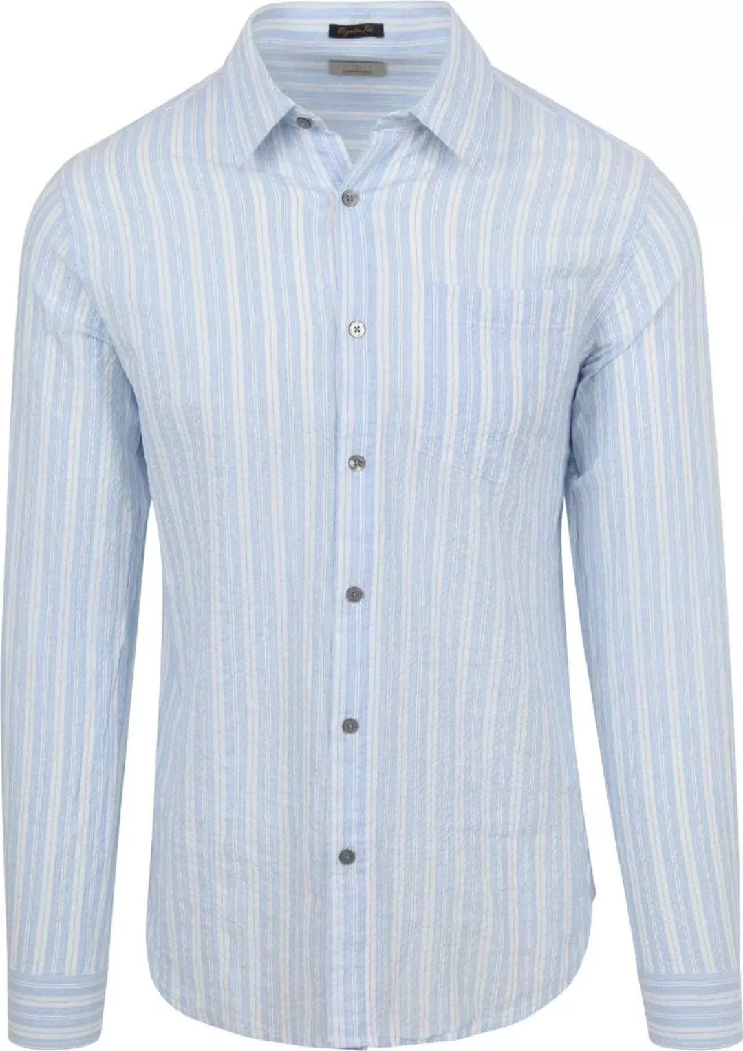 Dstrezzed Hemd Clay Seersucker Blau gestreift - Größe XL günstig online kaufen