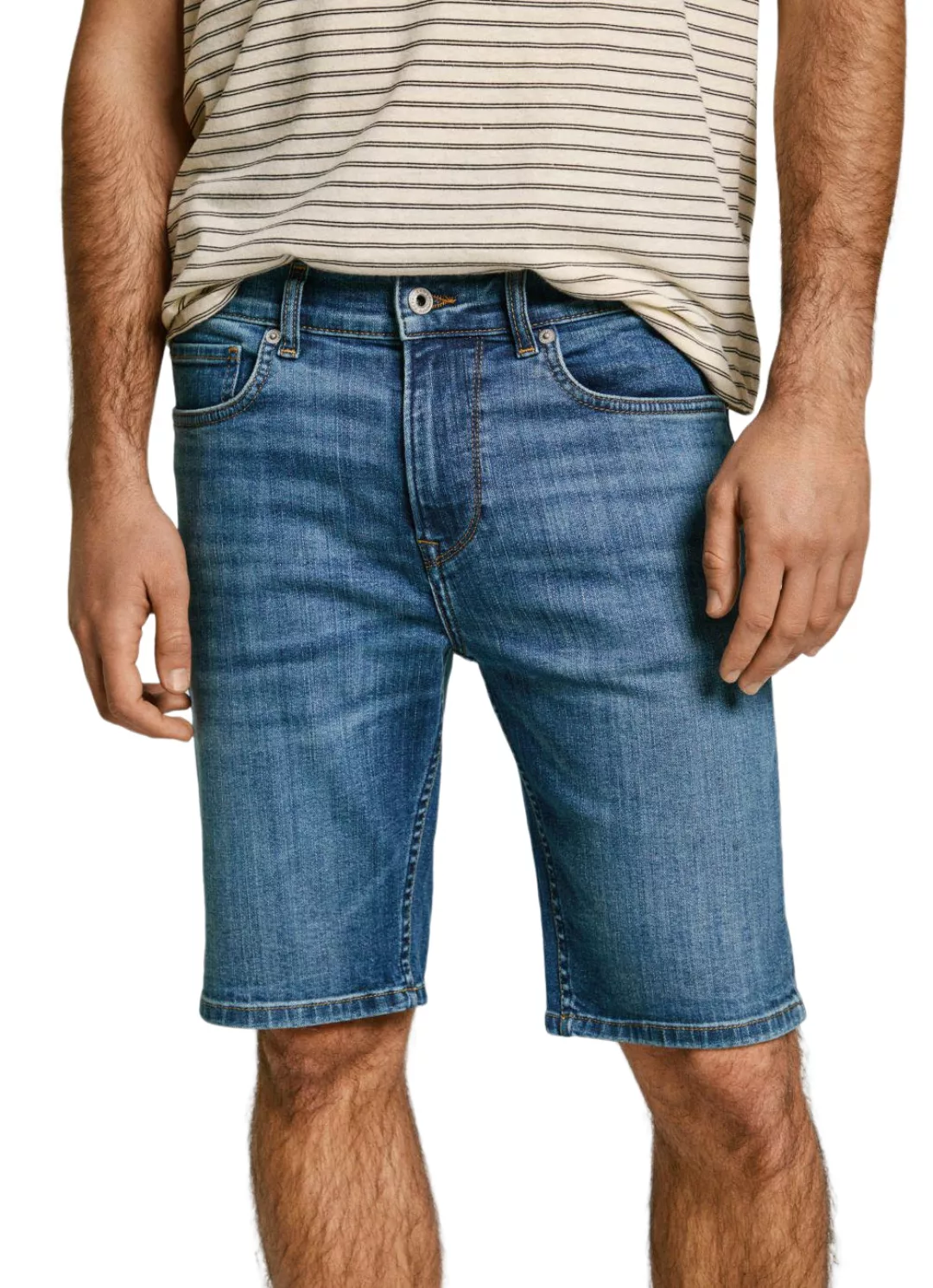 Pepe Jeans Herren Jeans Short SLIM SHORT HATCH - Mid Waist Slim Fit - Blau günstig online kaufen