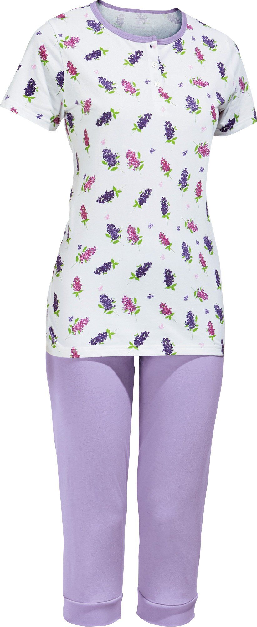 Erwin Müller Pyjama Damen-Schlafanzug Single-Jersey Blumen günstig online kaufen