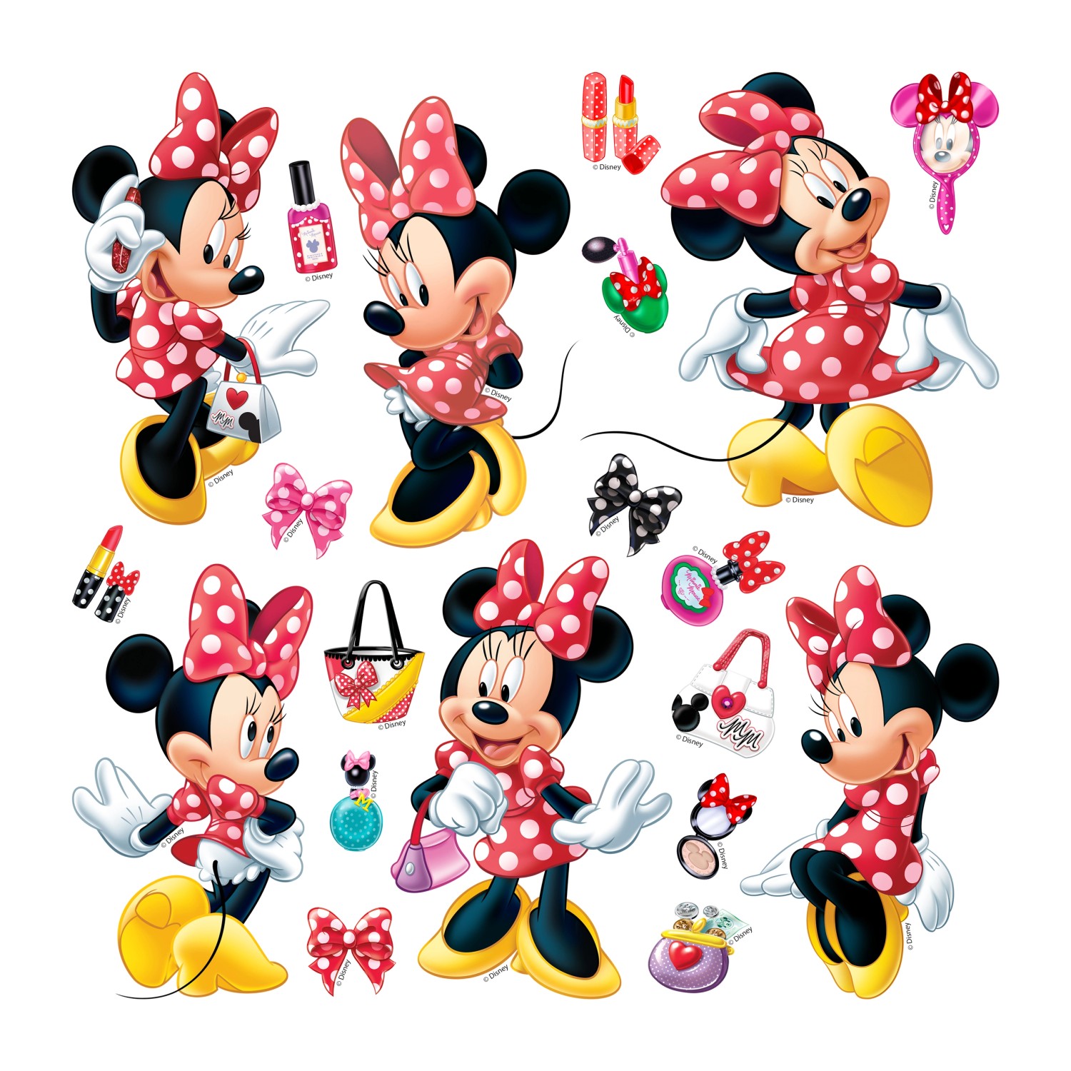 Disney Wandtattoo Minnie Maus Rot und Gelb 30 x 30 cm 600238 günstig online kaufen