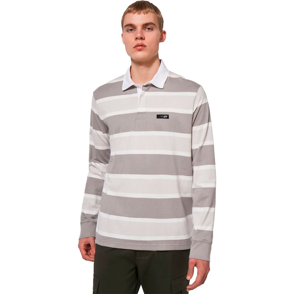 Oakley Apparel Drop Kick Rugby Langarm-polo XL Stone Grey Stripes günstig online kaufen