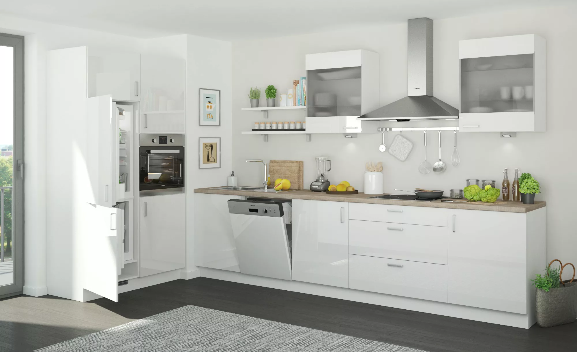 Küchenzeile ohne Elektrogeräte  Frankfurt ¦ weiß Küchen-online > Küchenblöc günstig online kaufen