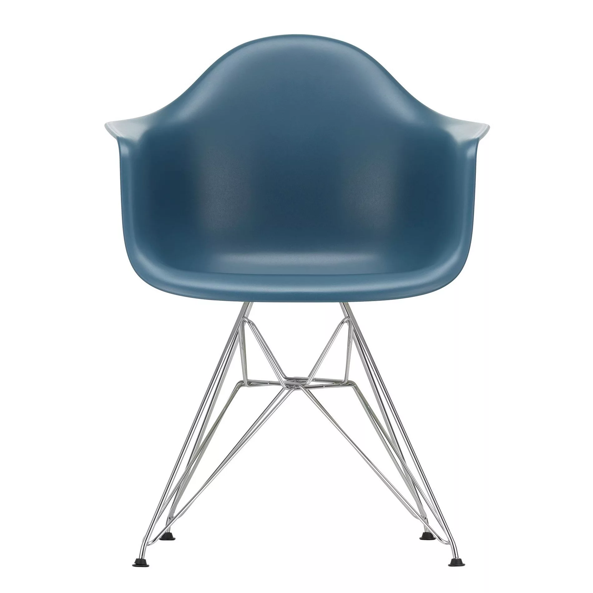 Vitra - Eames Plastic Armchair DAR Gestell verchromt - meerblau/Sitzfläche günstig online kaufen