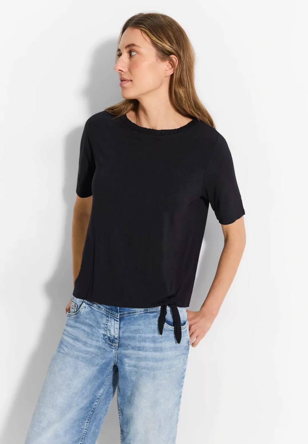 Cecil T-Shirt, mit gerafftem U-Boot-Ausschnitt günstig online kaufen