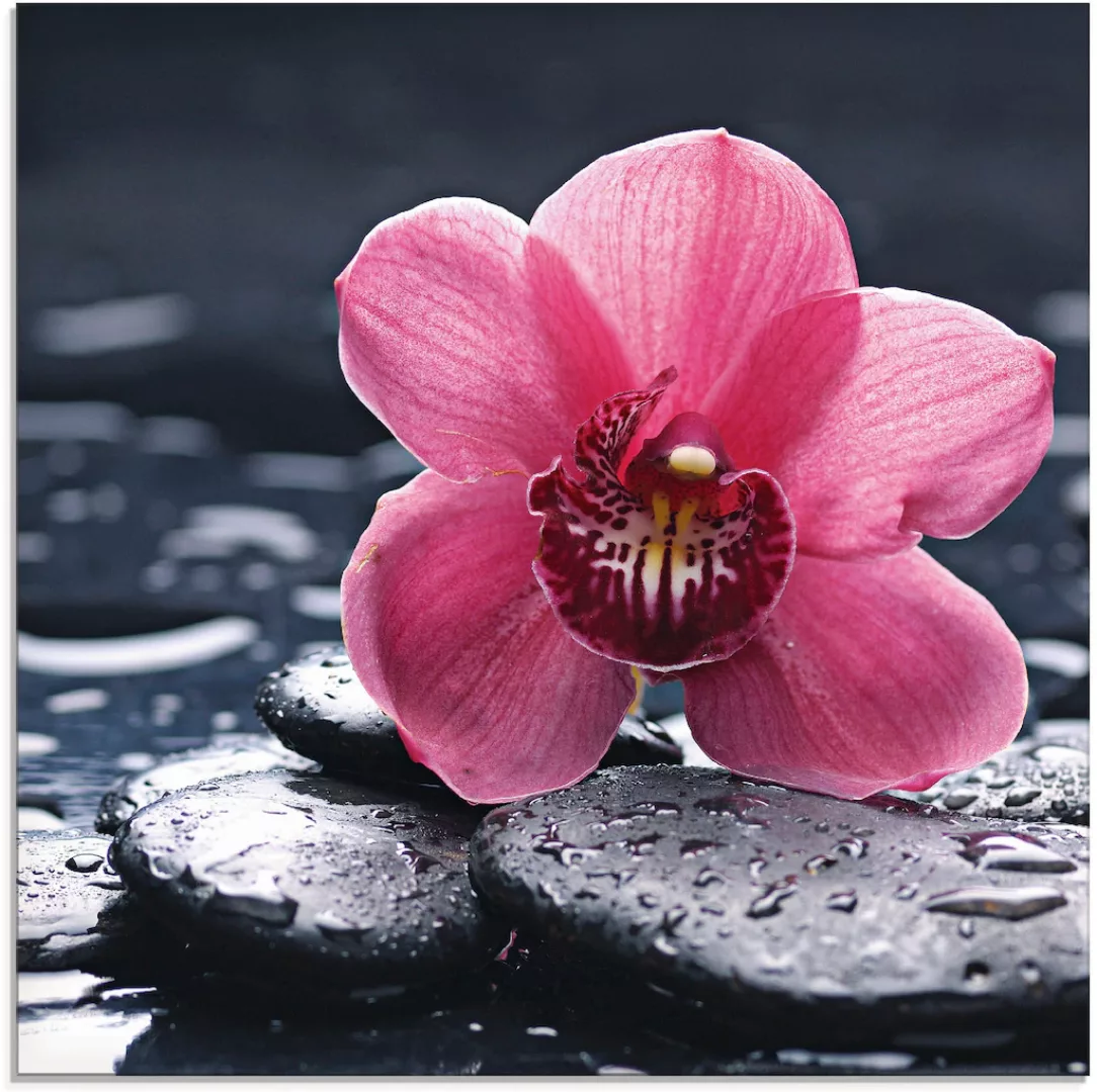 Artland Glasbild "Stillleben mit Kiesel und einer Orchidee", Blumen, (1 St. günstig online kaufen