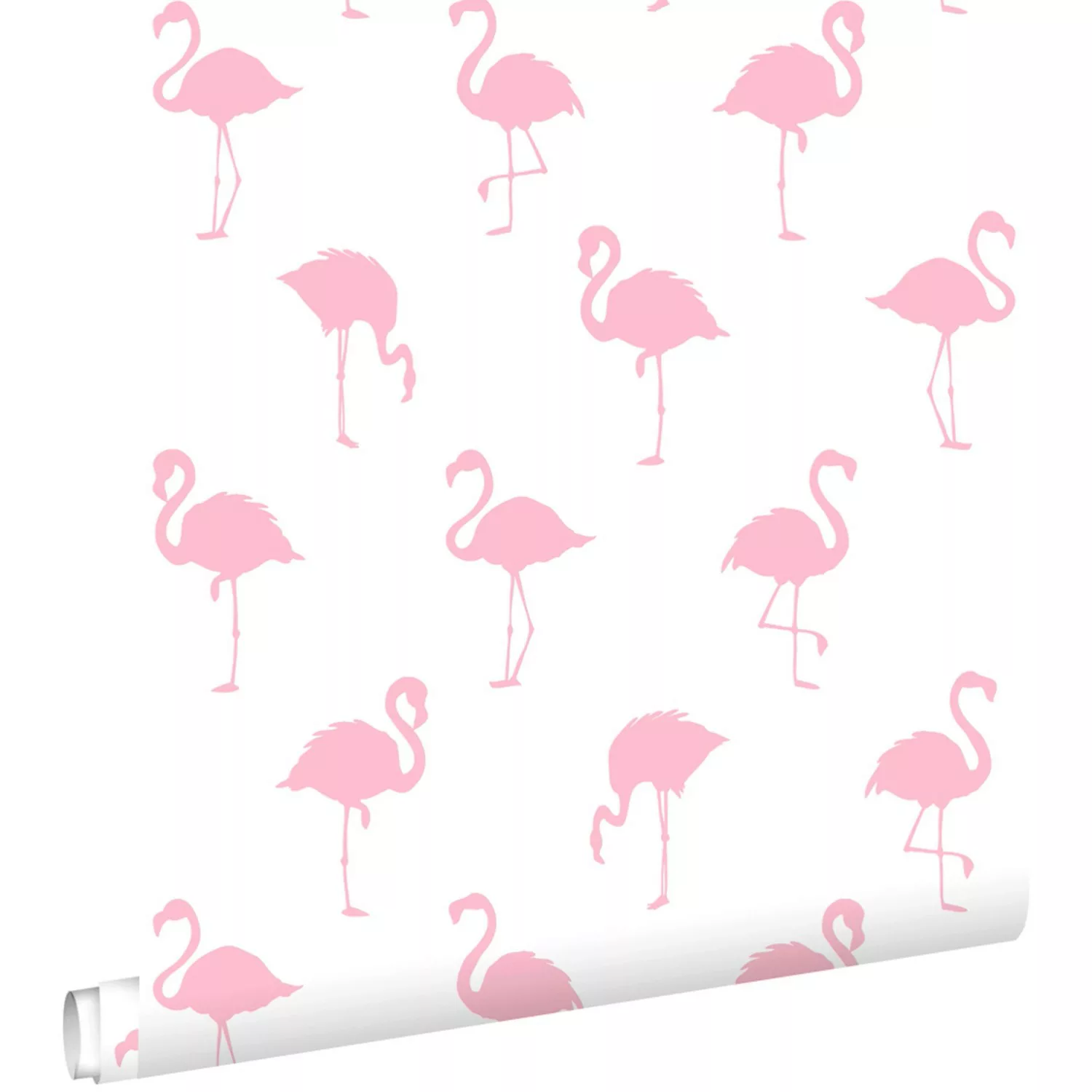 ESTAhome Tapete Flamingos Rosa und Weiß 0,53 x 10,05 m 138992 günstig online kaufen