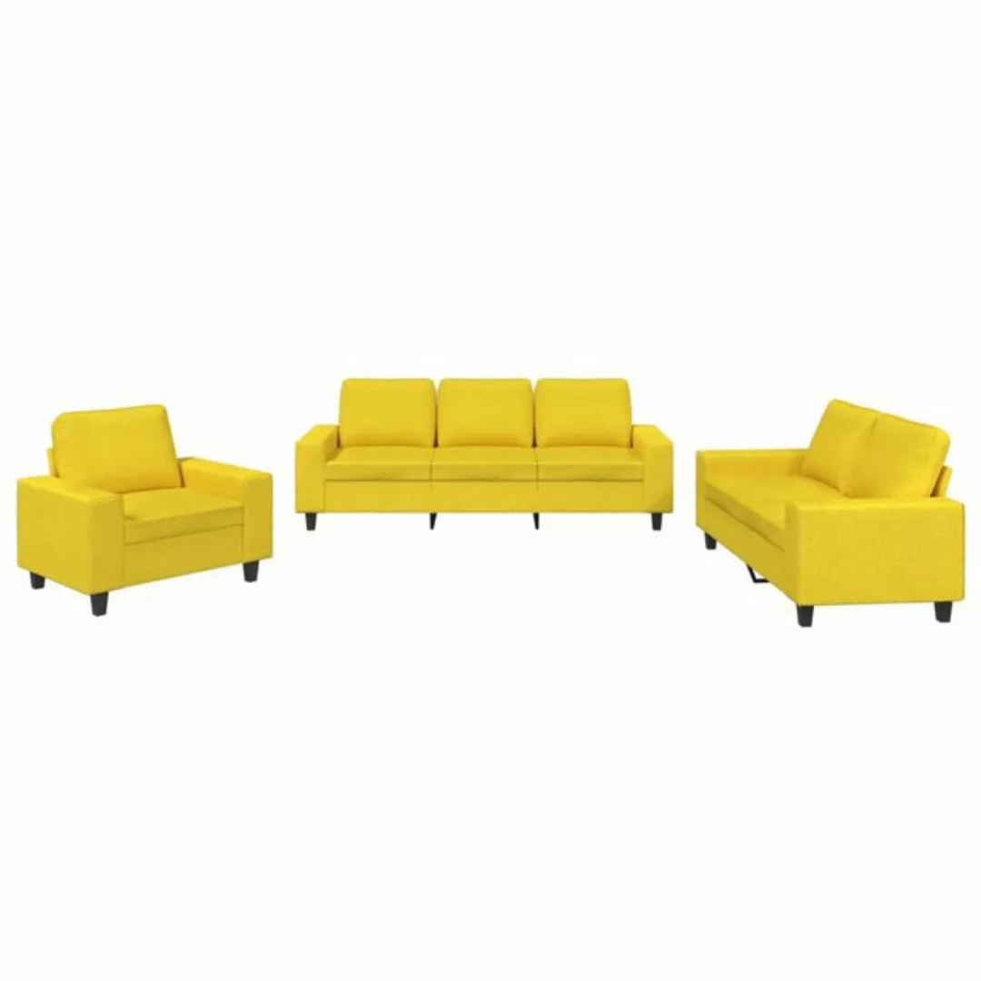 vidaXL Sofa 3-tlg. Sofagarnitur Hellgelb Stoff günstig online kaufen