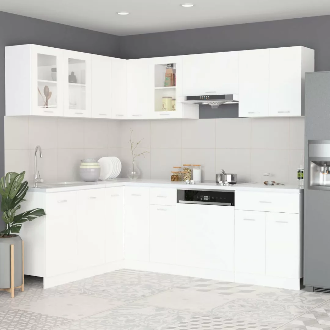 11-tlg. Küchenzeile Weiß Spanplatte günstig online kaufen