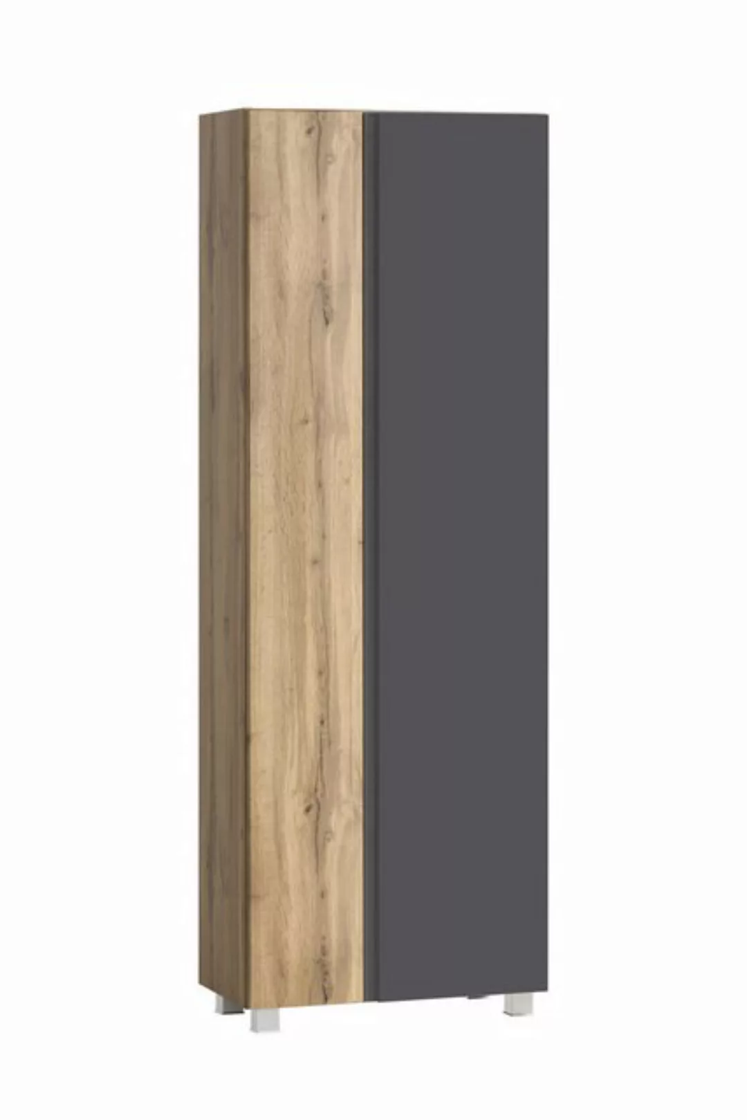 HELD MÖBEL Seitenschrank in grau / Wotaneiche, MDF - 65x180x35cm (BxHxT) günstig online kaufen