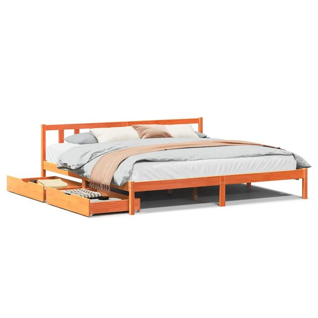 vidaXL Bett, Massivholzbett ohne Matratze Wachsbraun 200x200 Kiefernholz günstig online kaufen