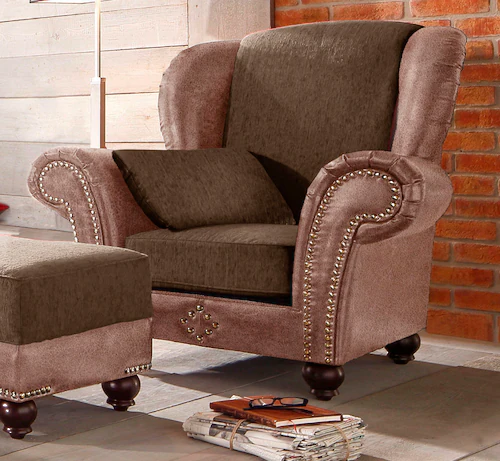 Home affaire Sessel "King George Ohrensessel mit Ziernägeln" günstig online kaufen