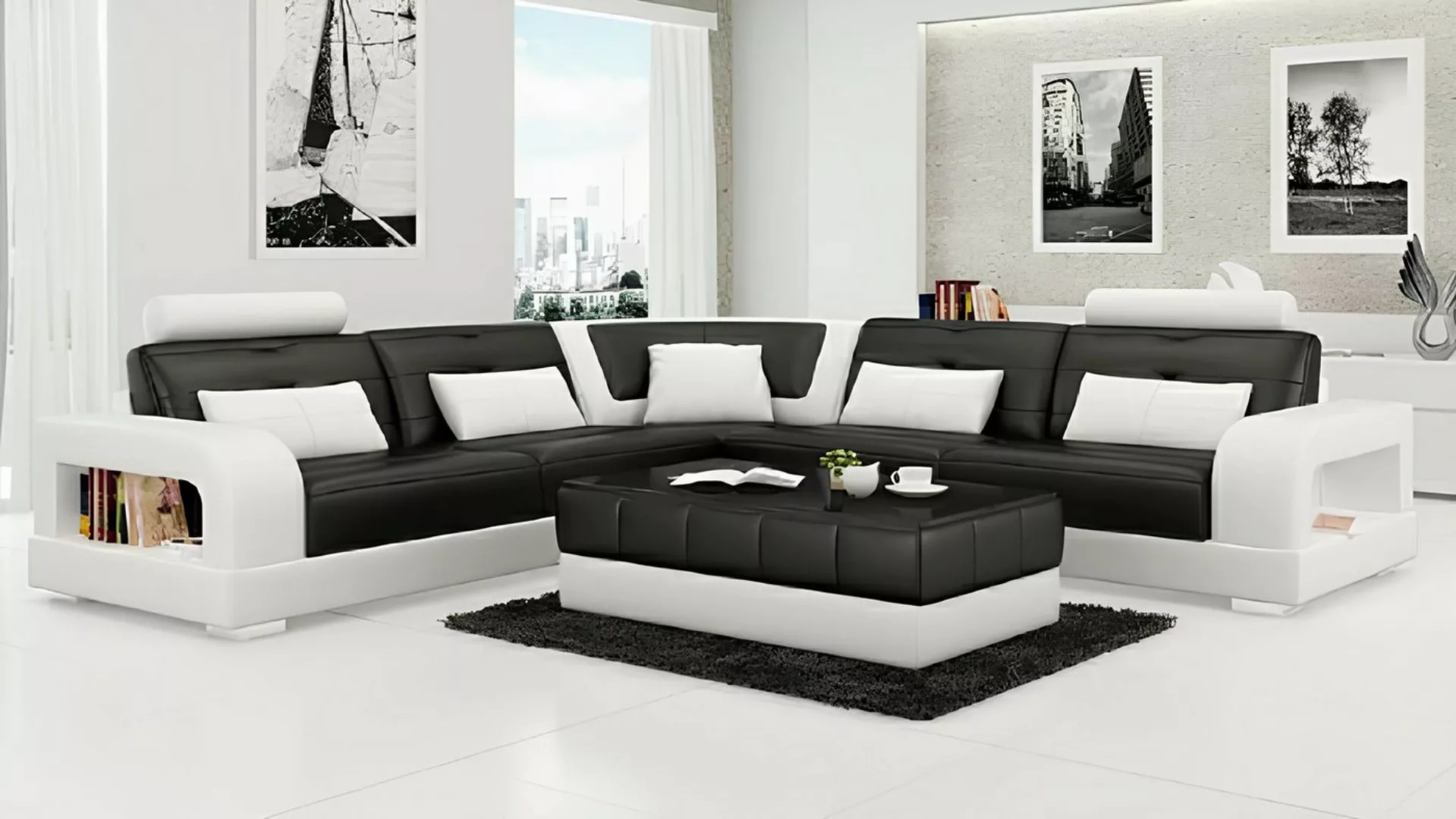 Xlmoebel Ecksofa Ledercouch Couch mit USB, Eckcouch "H2209" Sofaset Designe günstig online kaufen