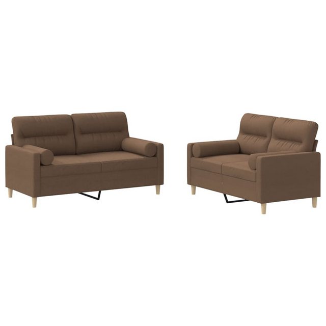 vidaXL Sofa Sofagarnitur Set mit Kissen Stoff, 2-tlg., Braun günstig online kaufen