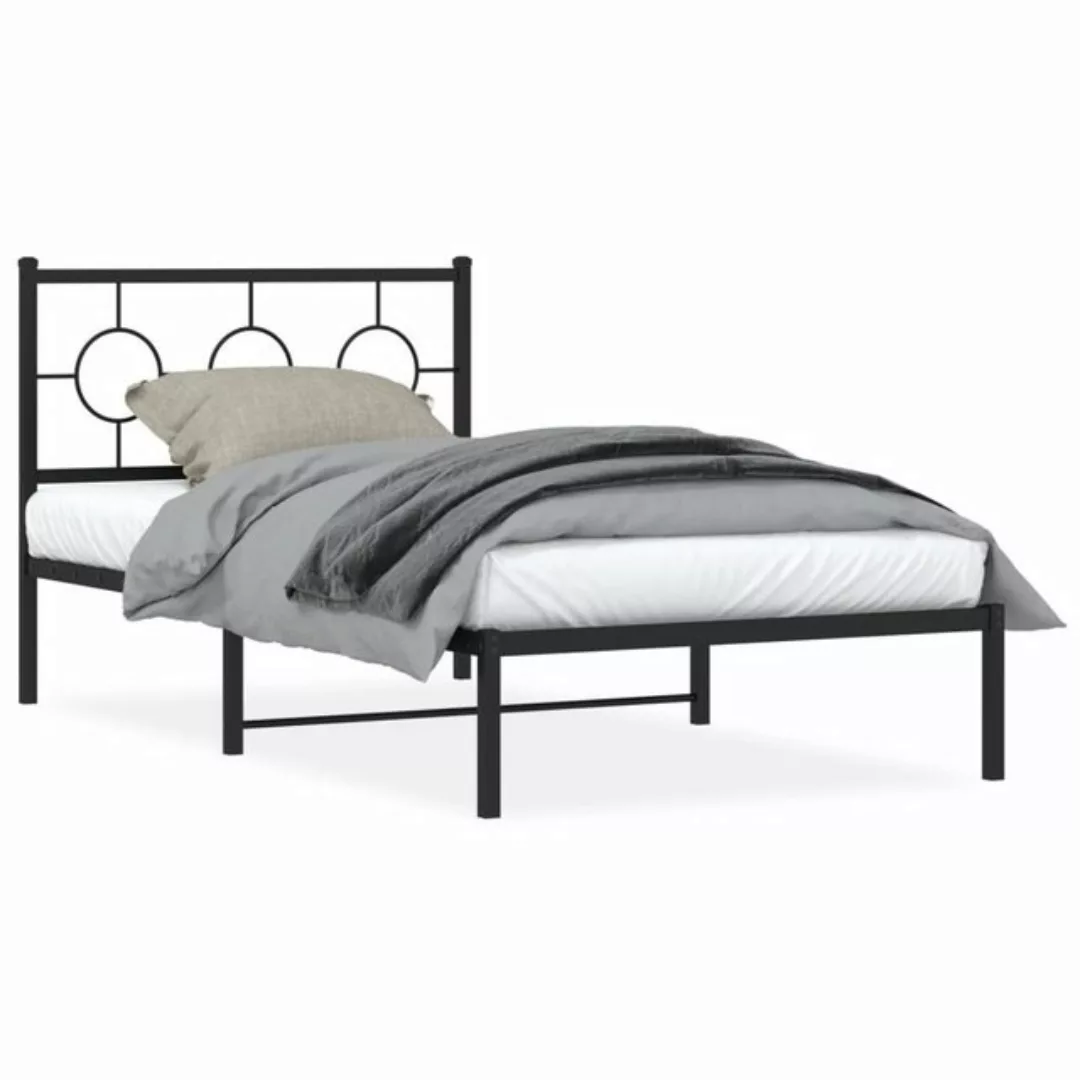 vidaXL Bettgestell, Bettrahmen mit Kopfteil Metall Schwarz 100x190 cm günstig online kaufen