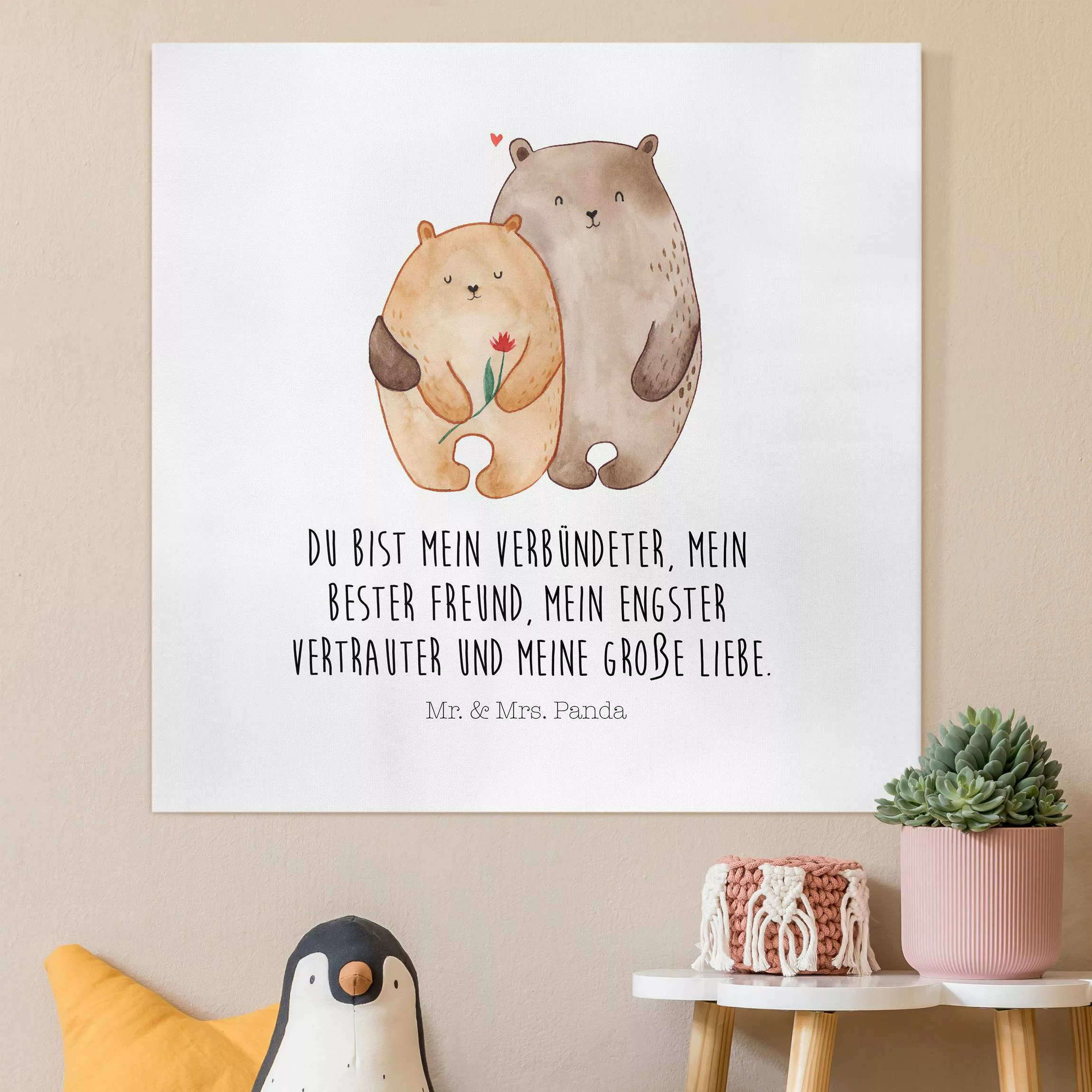 Leinwandbild Mr. & Mrs. Panda - Bär - Große Liebe günstig online kaufen