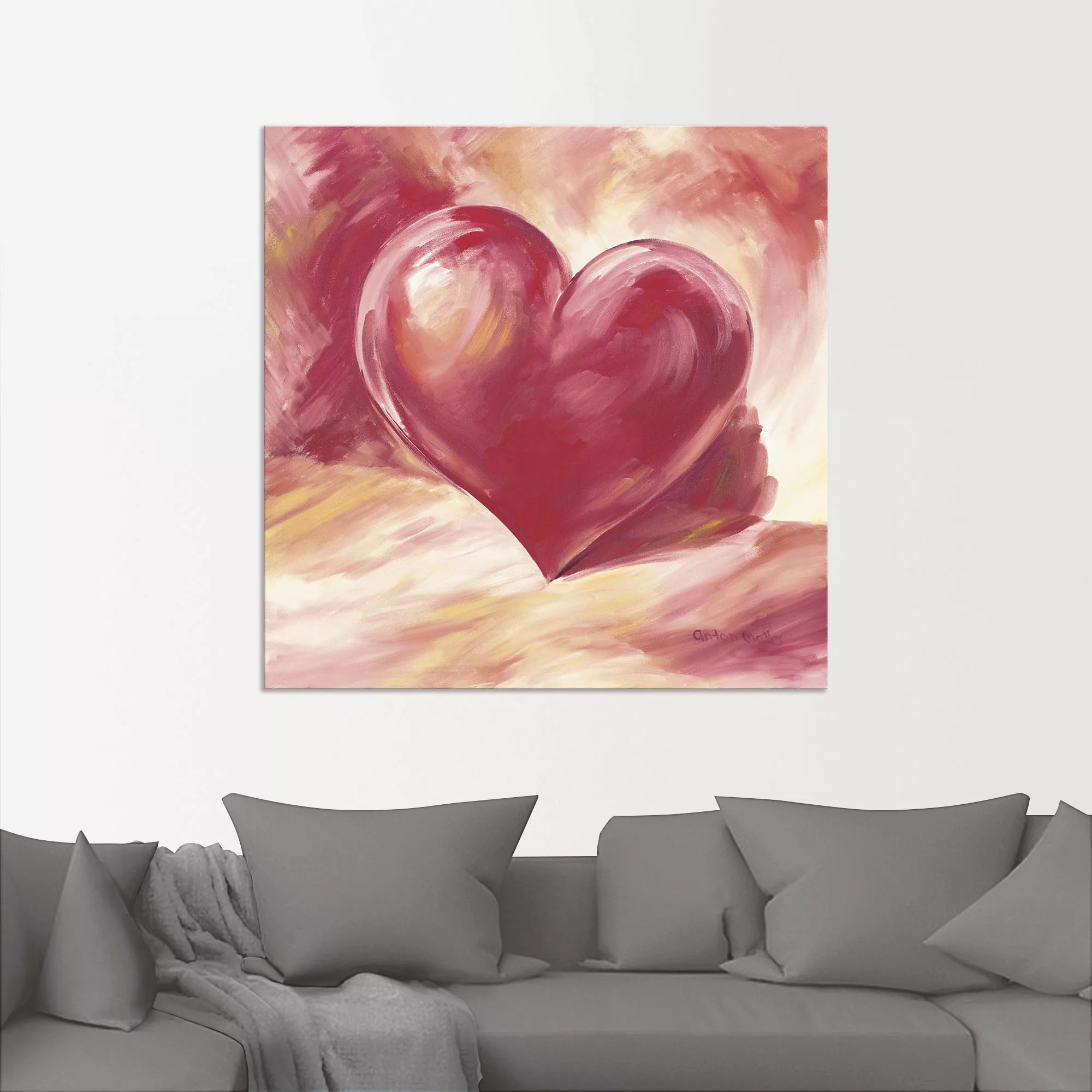 Artland Wandbild "Rosa/rotes Herz", Herzen, (1 St.), als Alubild, Outdoorbi günstig online kaufen