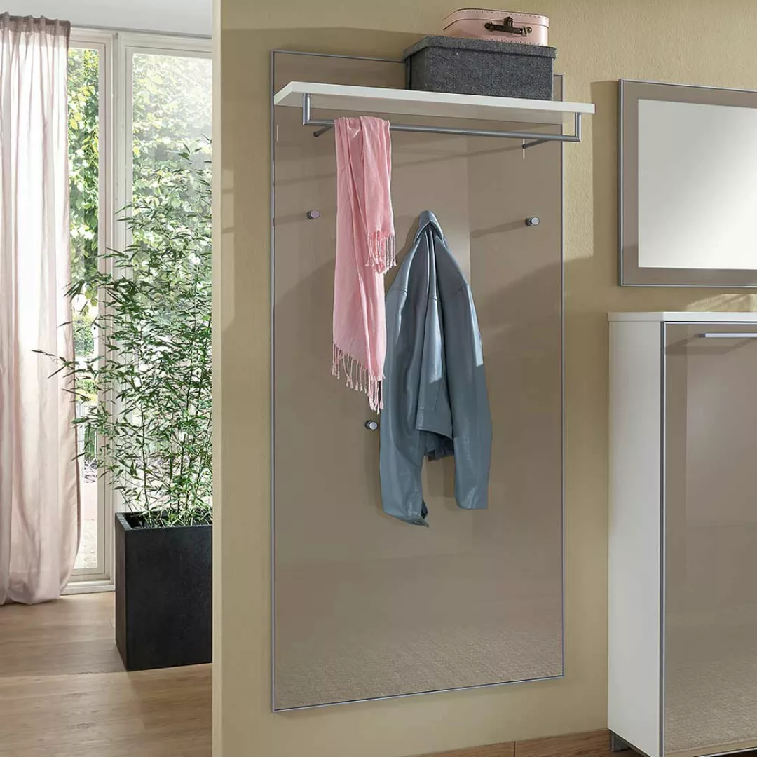 Hängegarderobe in Taupe Weiß Glas beschichtet günstig online kaufen