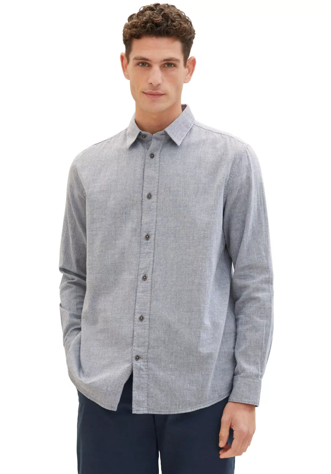 TOM TAILOR Langarmhemd, mit Knopfverschluss am Ärmelabschluss günstig online kaufen