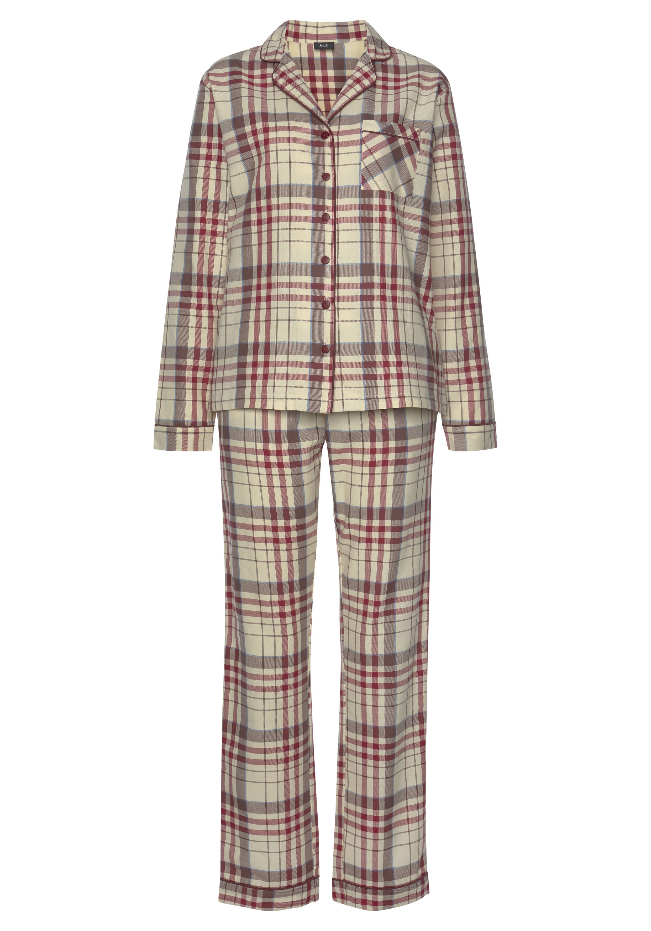 H.I.S Pyjama, (Set, 2 tlg.), aus Flanell mit Allover-Karomuster günstig online kaufen