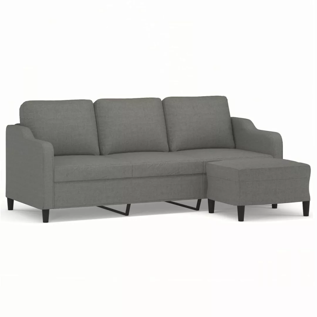 Vidaxl 3-sitzer-sofa Mit Hocker Dunkelgrau 180 Cm Stoff günstig online kaufen