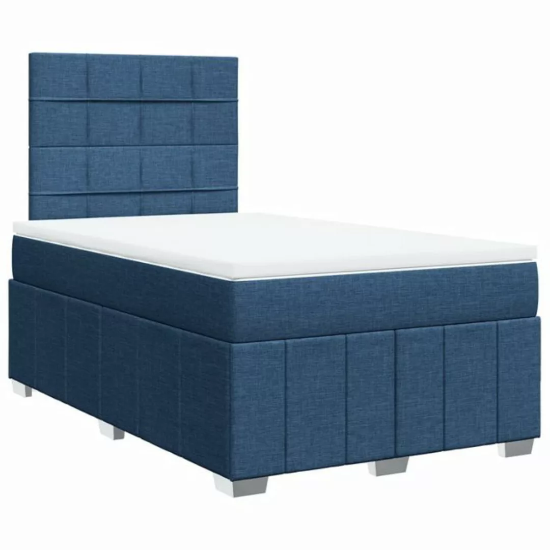 vidaXL Bett Boxspringbett mit Matratze Blau 120x190 cm Stoff günstig online kaufen