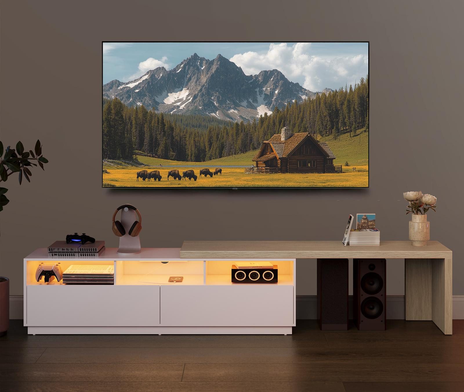 VASAGLE TV-Schrank verstellbare Länge 162-270 cm, günstig online kaufen