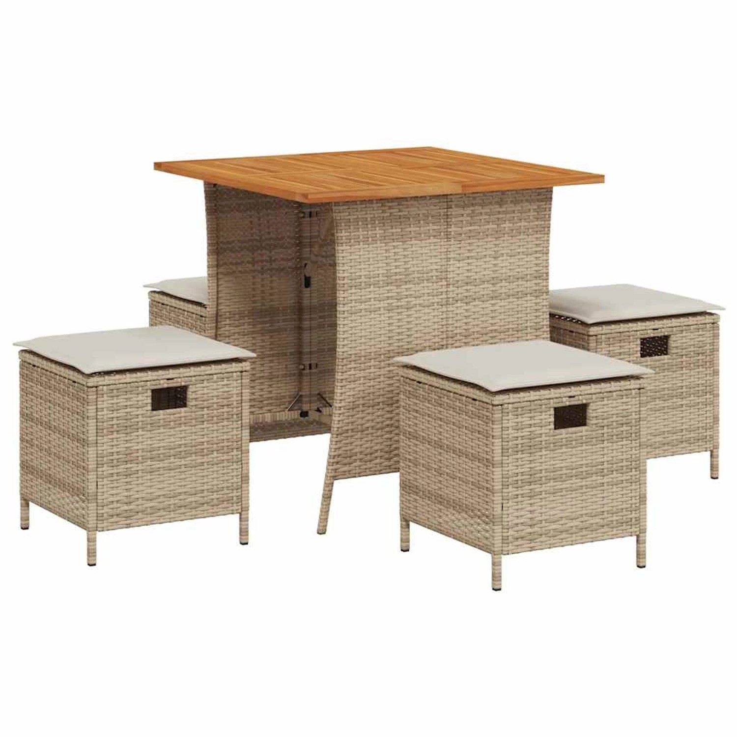 vidaXL 5-Tlg Garten-Essgruppe mit Kissen Beige Poly Rattan 365422 günstig online kaufen