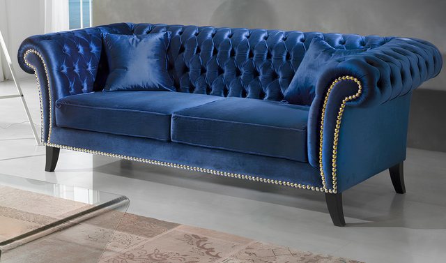 Xlmoebel Sofa Dreisitzer Designsofa aus Stoff in Blau für das Wohnzimmer, H günstig online kaufen