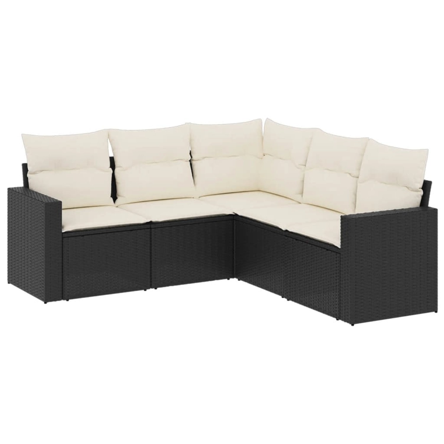 vidaXL 5-Tlg Garten-Sofagarnitur mit Kissen Schwarz Poly Rattan 3218936 günstig online kaufen