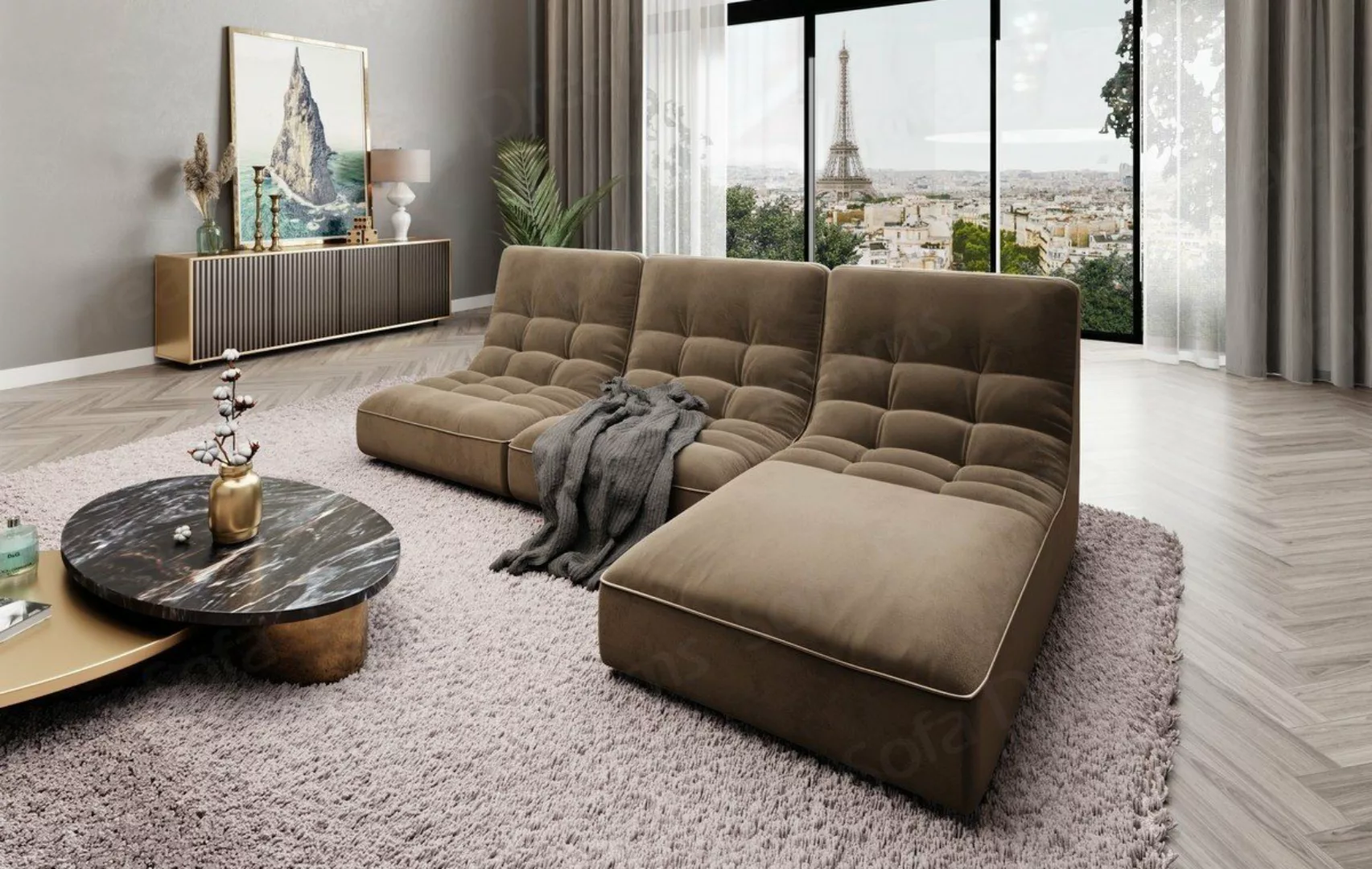 Sofa Dreams Ecksofa Samtstoff Sofa Design Couch Melilla L Form Stoffsofa, L günstig online kaufen